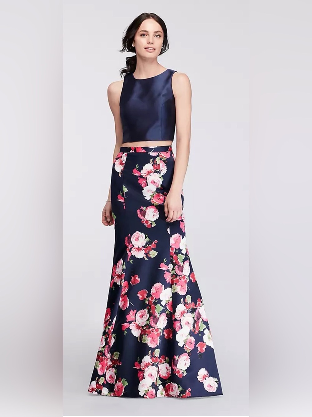 Crystal Doll Navy Floral Maxi Skirt